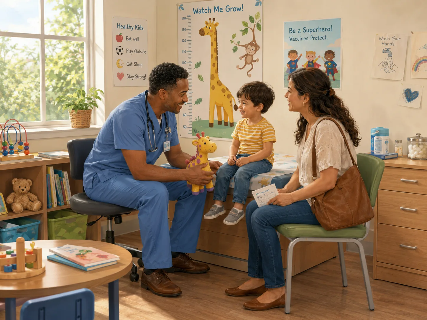 Health worker weighing an infant during a child-health visit